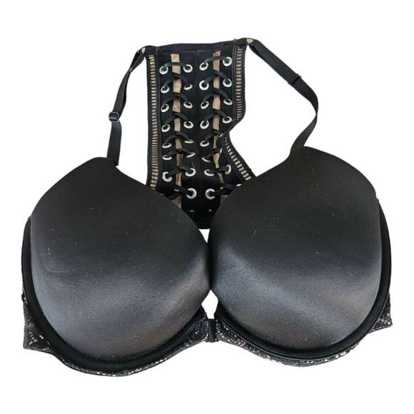 VICTORIA'S SECRET Black Corset Back Bombshell Bra - Size 34DD - Picture 1 of 7